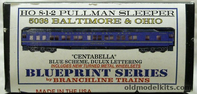 Branchline Trains 1/87 Blueprint Series HO 8-1-2 Pullman Sleeper Baltimore & Ohio 'Centabella' Heavyweight Passenger Car, 5038 plastic model kit